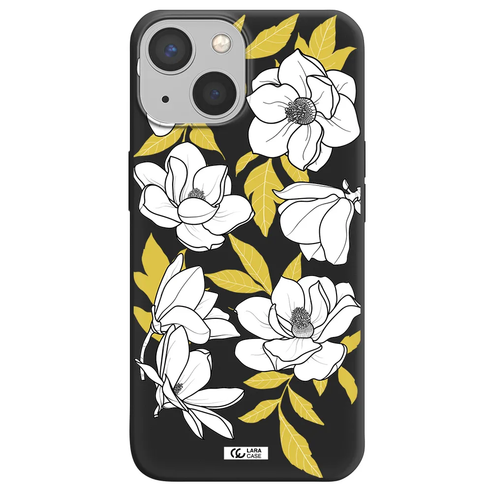 White Quince Flower Apple iPhone 13 Silicone black Case