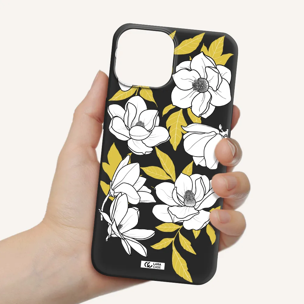 White Quince Flower Apple iPhone 13 Silicone black Case