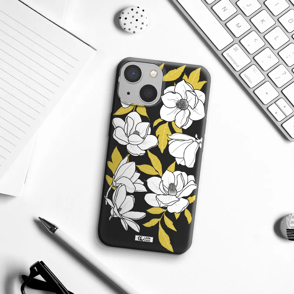 White Quince Flower Apple iPhone 13 Silicone black Case