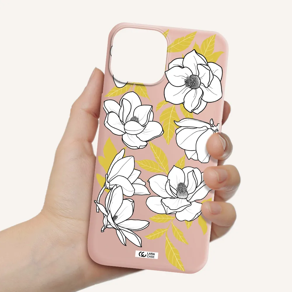 White Quince Flower Apple iPhone 13 Silicone pastel pink Case