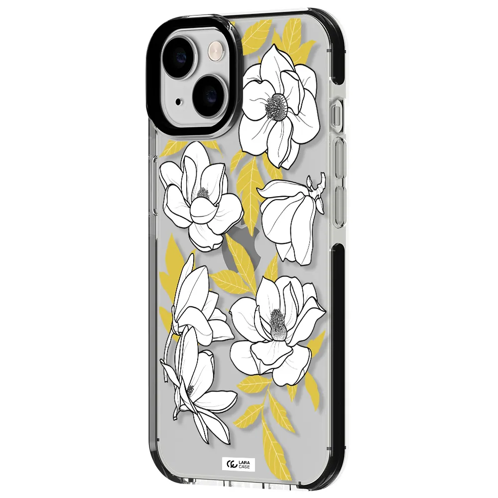White Quince Flower Apple iPhone 14 impact black border Case