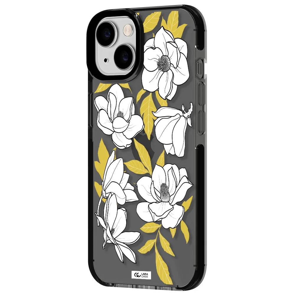 White Quince Flower Apple iPhone 14 impact Smoke Black Case