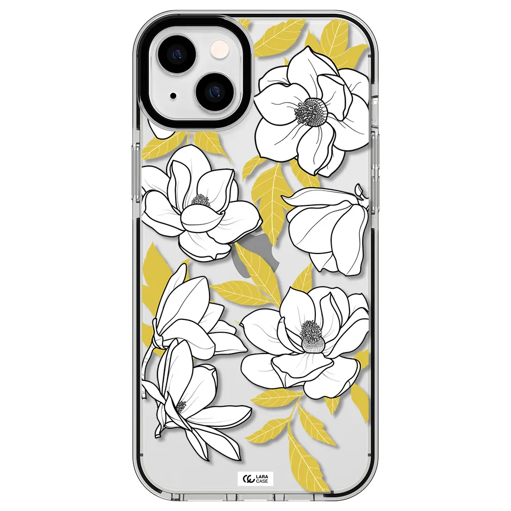 White Quince Flower Apple iPhone 14 plus impact black border Case