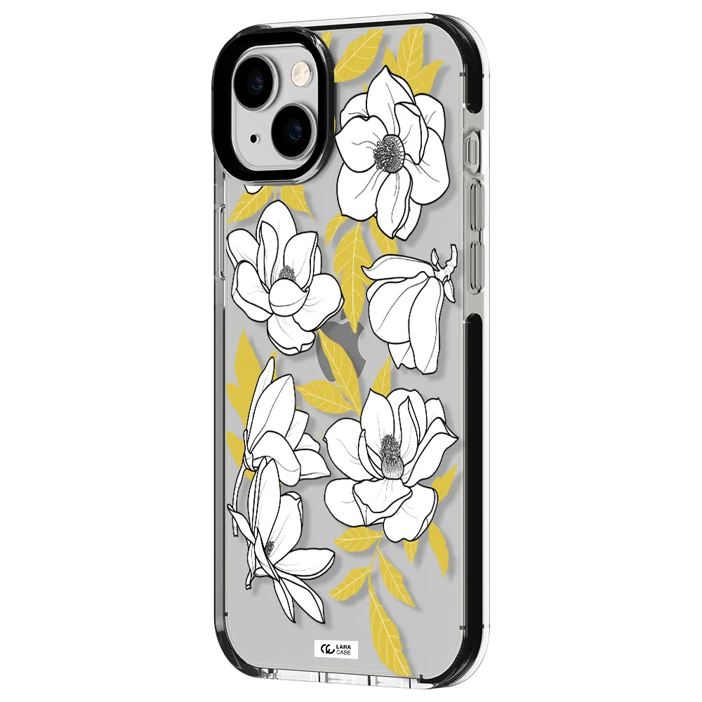 White Quince Flower Apple iPhone 14 plus impact black border Case