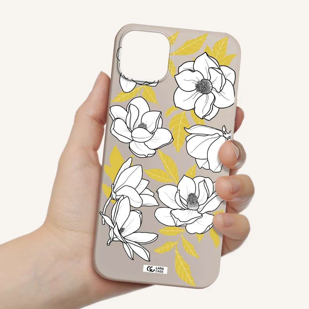 White Quince Flower Apple iPhone 14 plus Silicone Stone Case