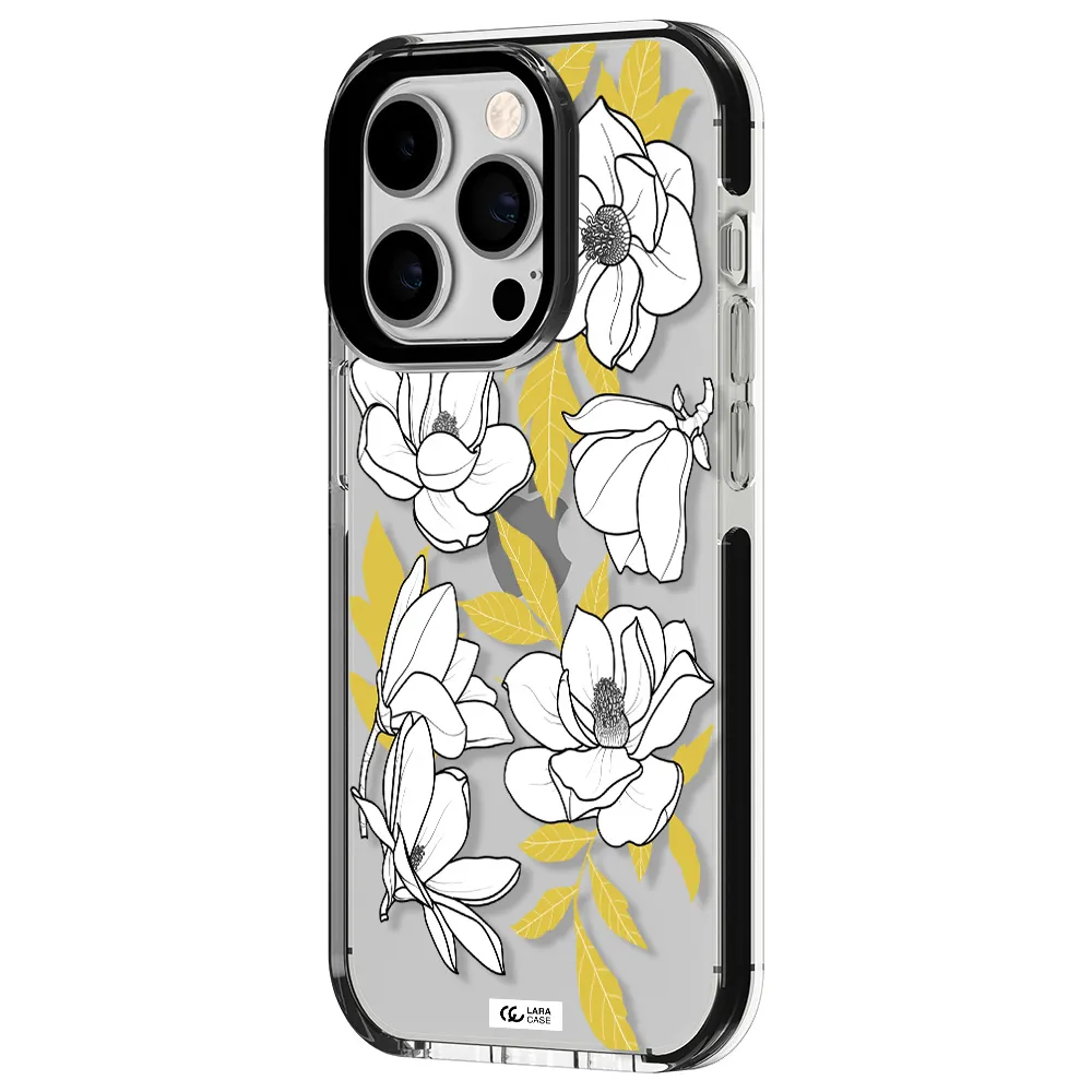 White Quince Flower Apple iPhone 14 pro impact black border Case