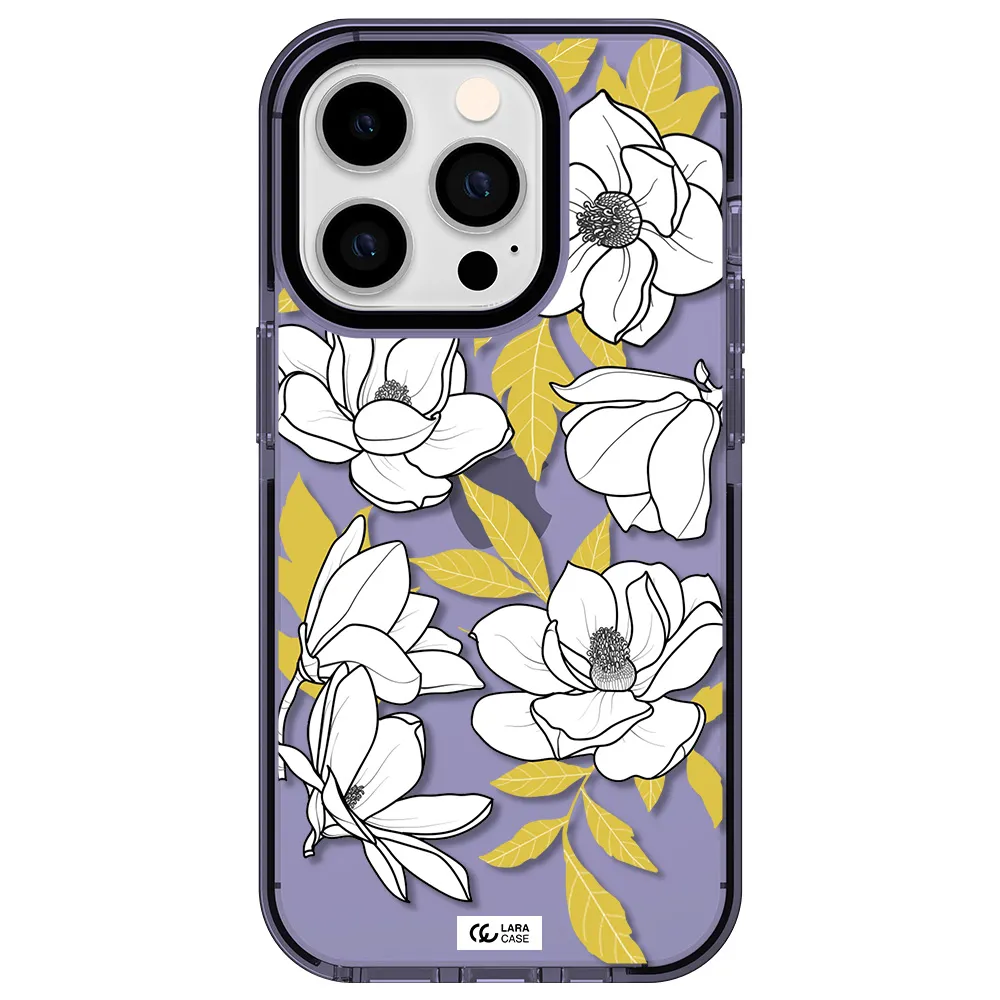 White Quince Flower Apple iPhone 14 pro impact Lilac Case