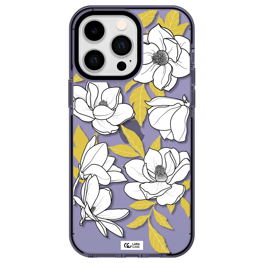 White Quince Flower Apple iPhone 14 pro max impact Lilac Case