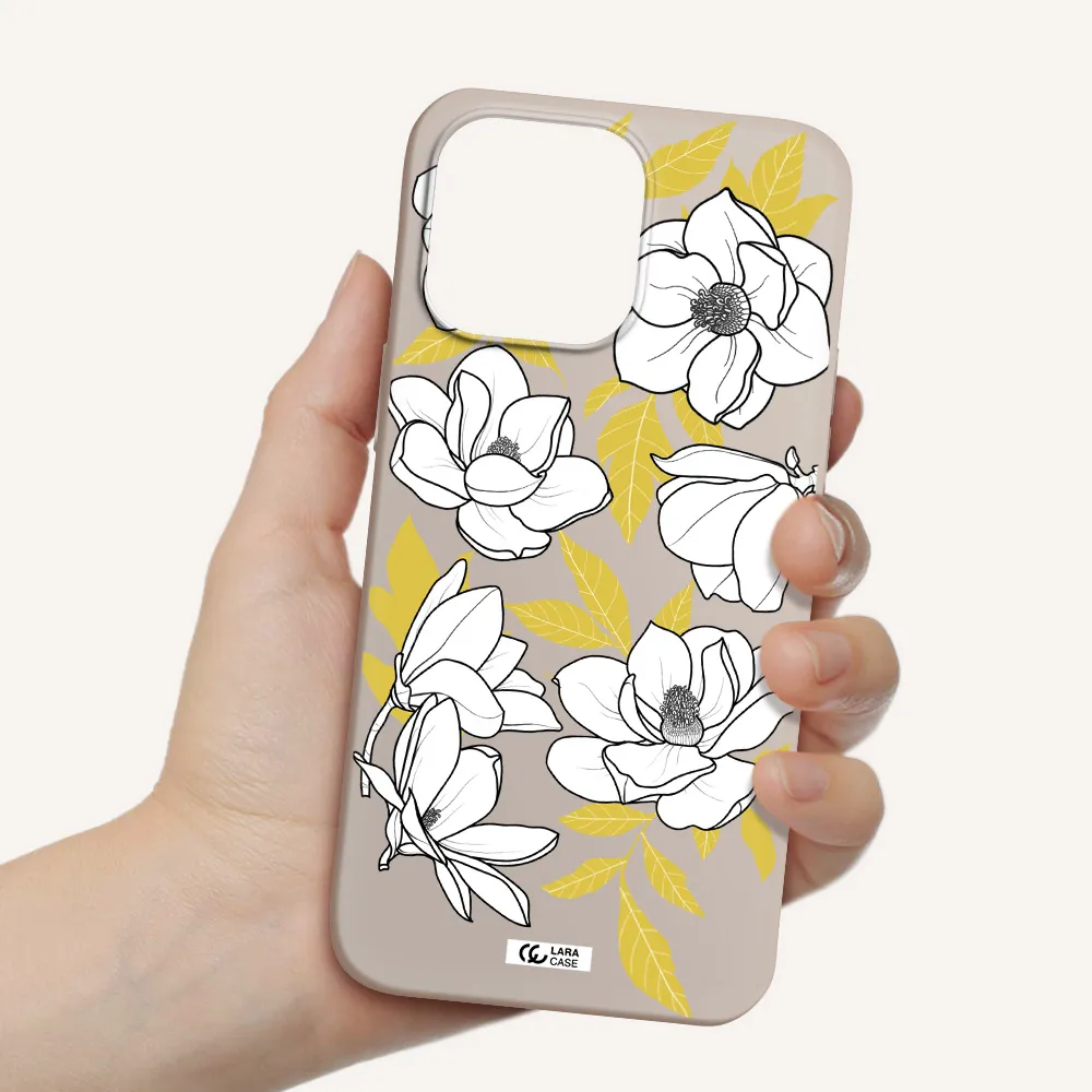 White Quince Flower Apple iPhone 14 pro Silicone Stone Case