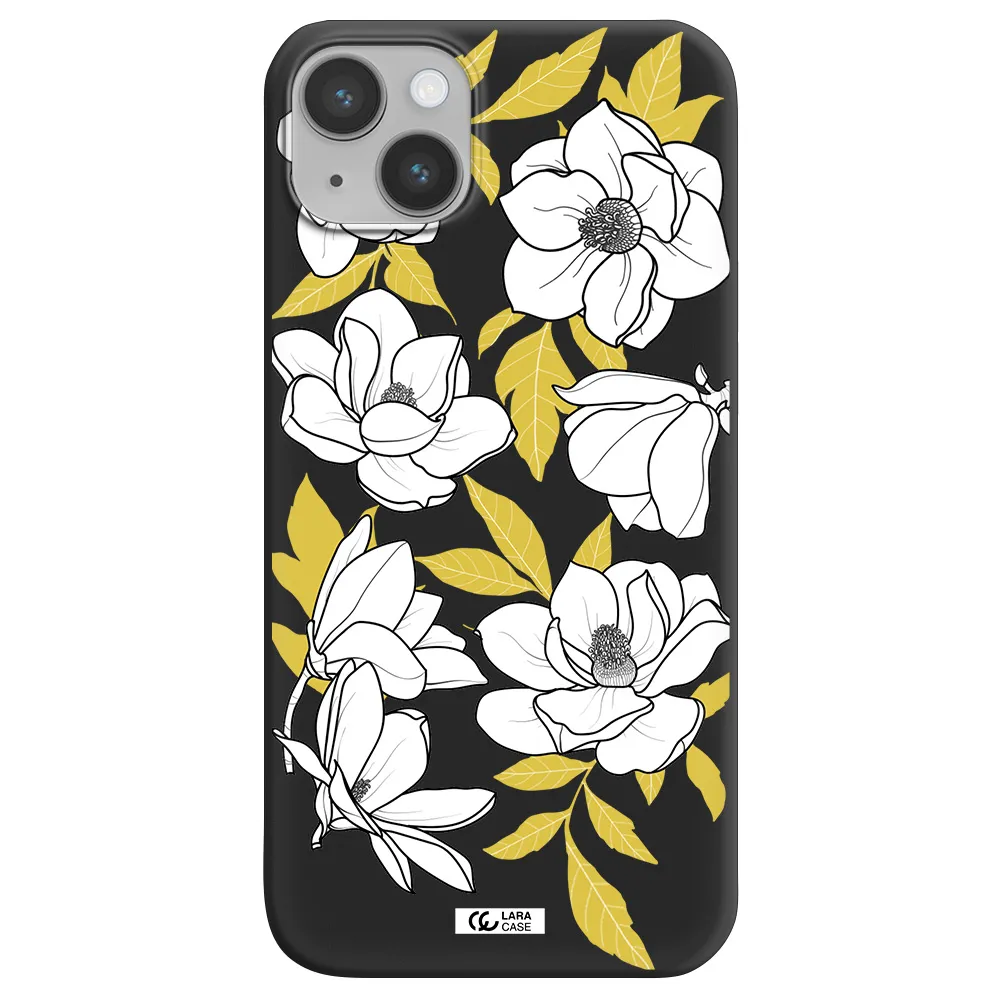 White Quince Flower Apple iPhone 14 Silicone black Case