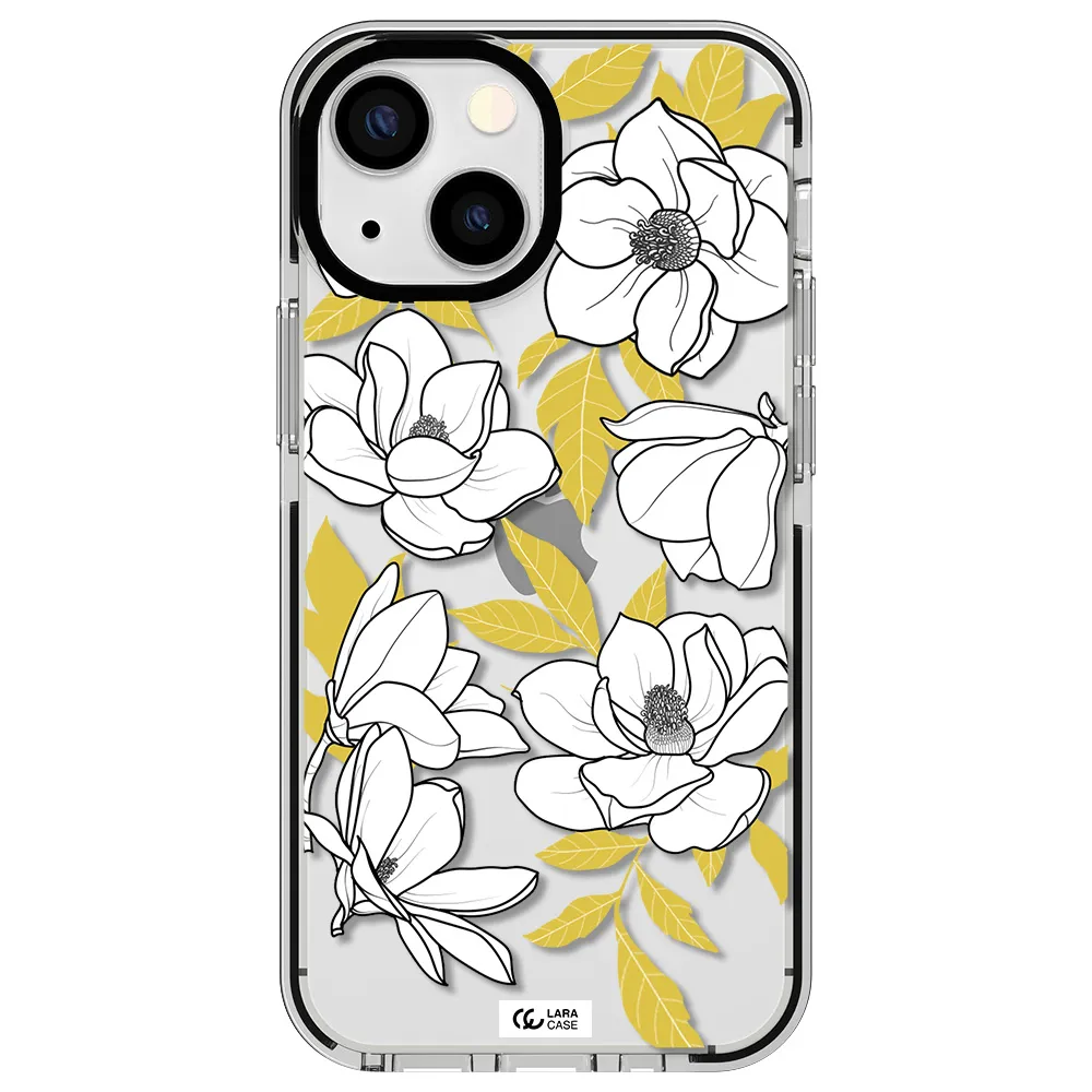 White Quince Flower Apple iPhone 15 impact black border Case