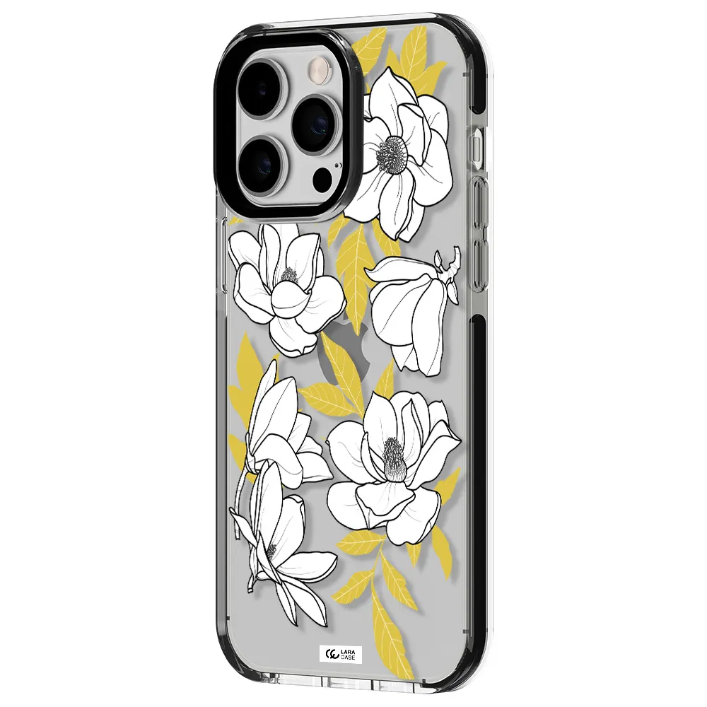 White Quince Flower Apple iPhone 15 Pro impact black border Case