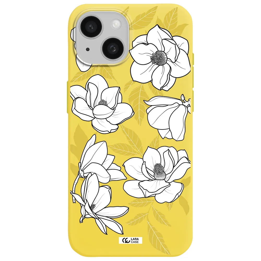 White Quince Flower Apple iPhone 15 Silicone canary yellow Case