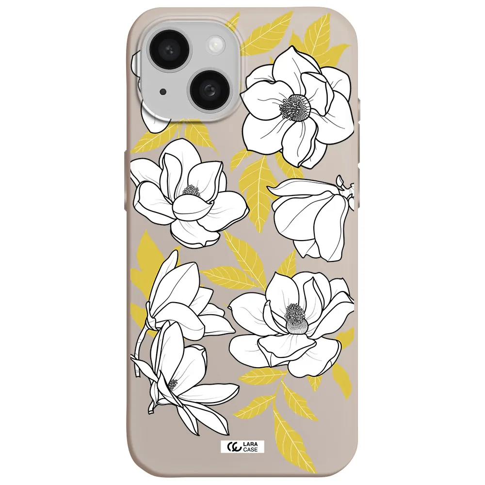 White Quince Flower Apple iPhone 15 Silicone Stone Case