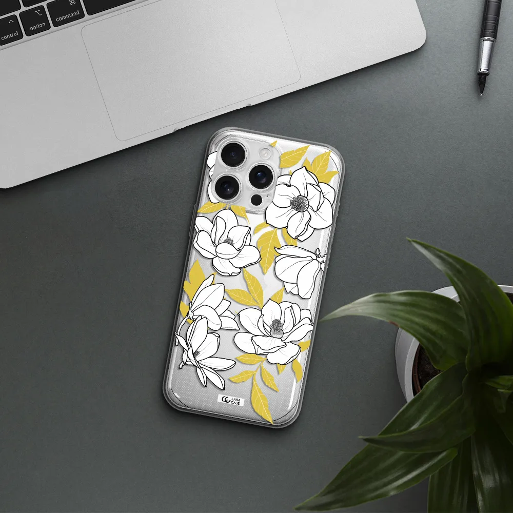 White Quince Flower Apple Iphone 16 Pro Max Clear Tpu Case