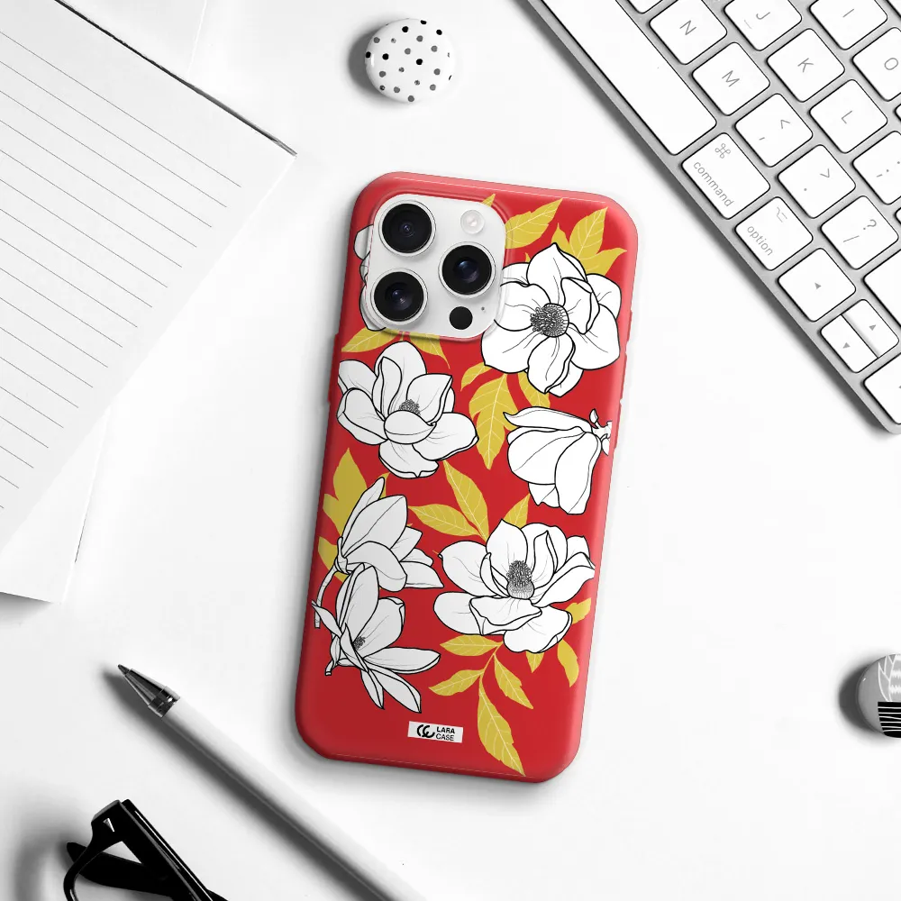 White Quince Flower Apple Iphone 16 Pro Max Silicone Stone Case
