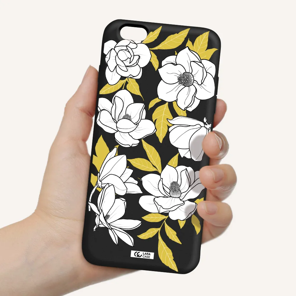 White Quince Flower Apple iPhone 6 plus Silicone black Case