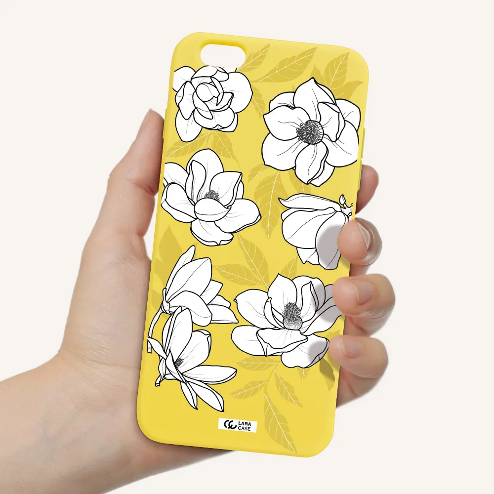 White Quince Flower Apple iPhone 6 plus Silicone canary yellow Case