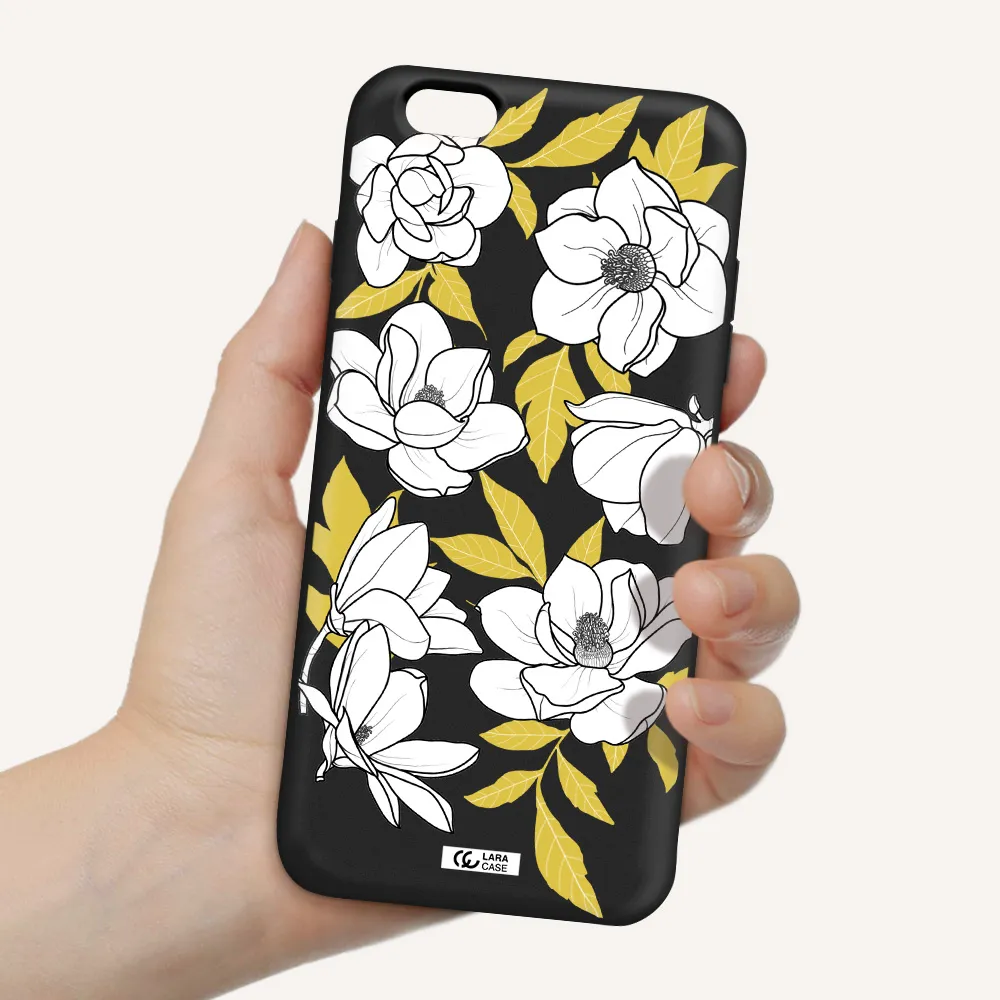 White Quince Flower Apple iPhone 6 s plus Silicone black Case
