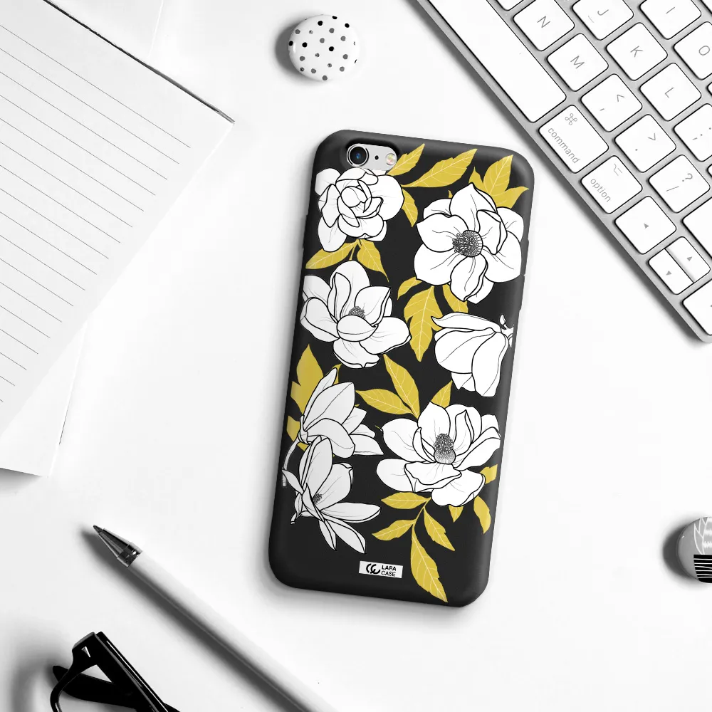 White Quince Flower Apple iPhone 6 s plus Silicone black Case