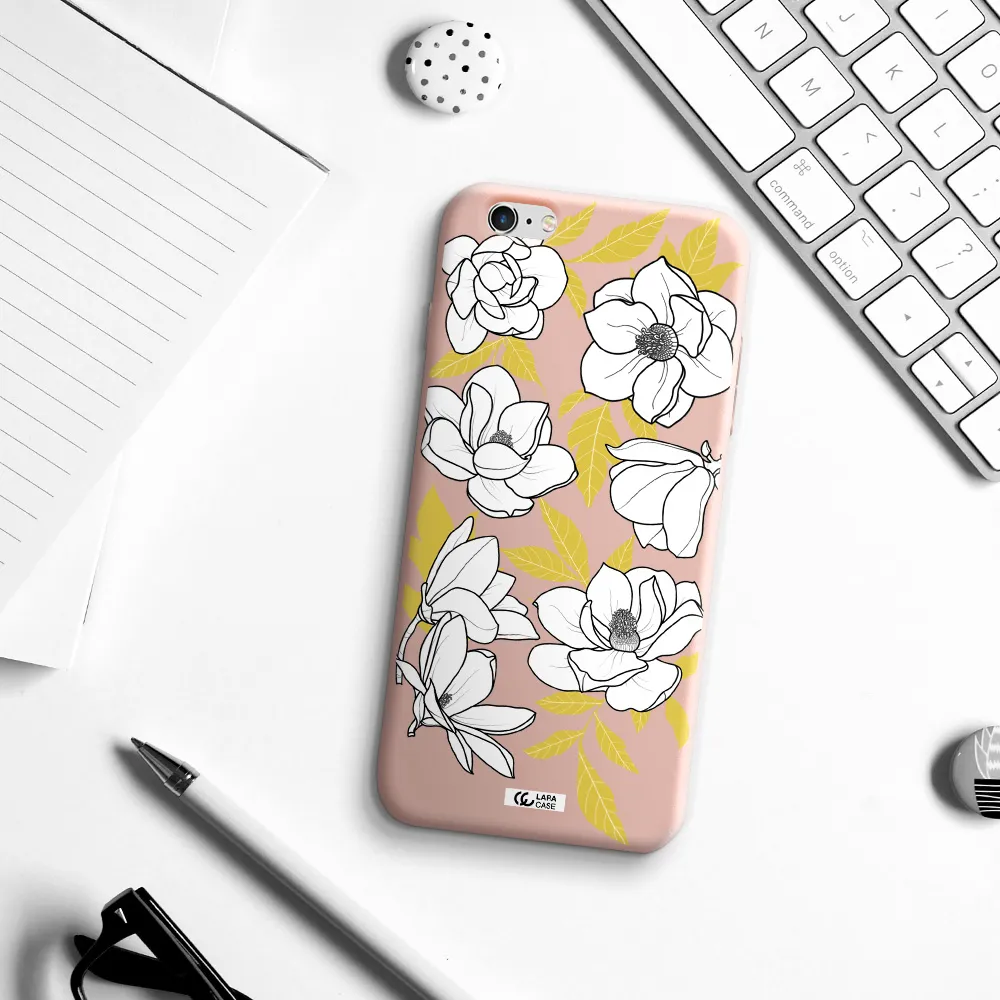 White Quince Flower Apple iPhone 6 s plus Silicone pastel pink Case