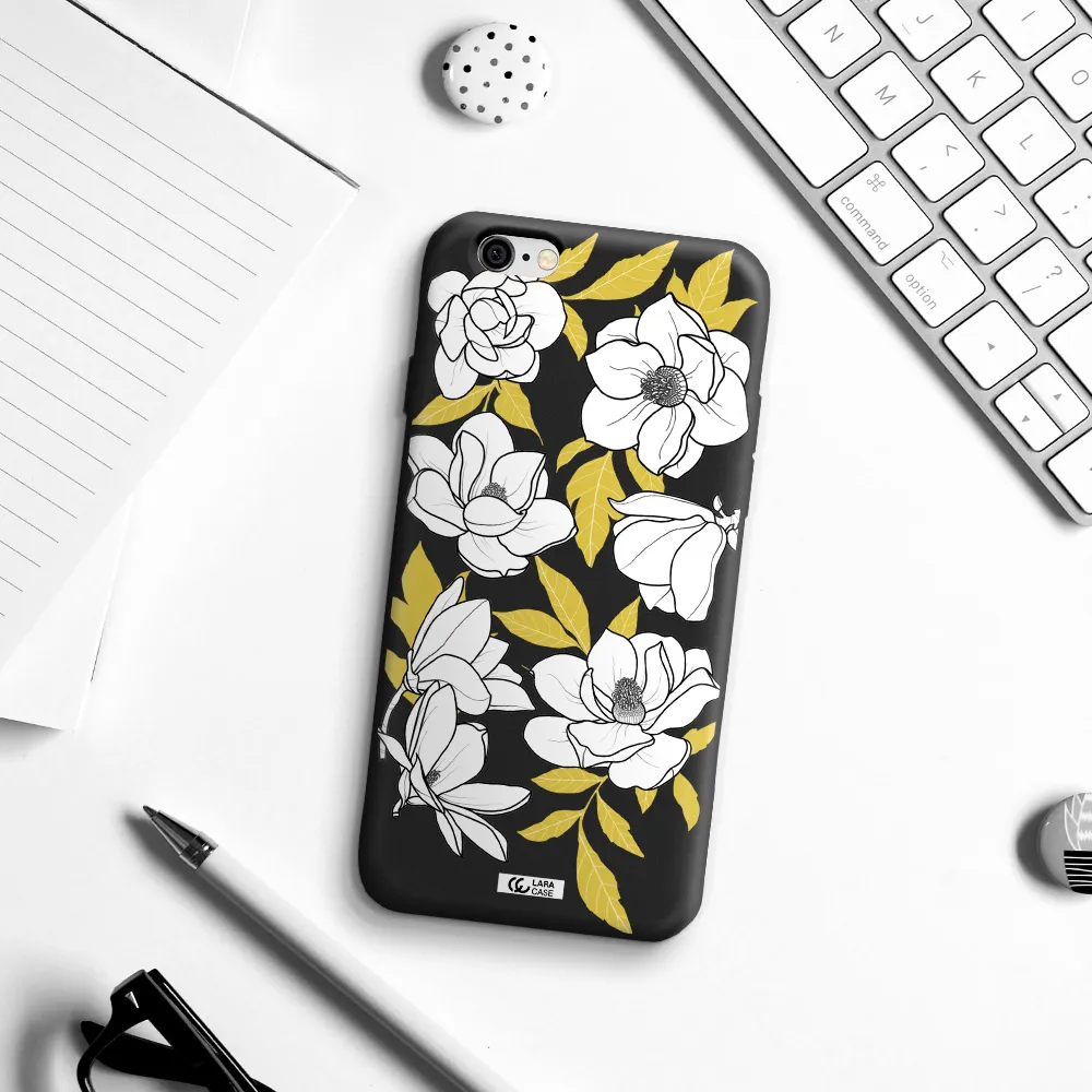 White Quince Flower Apple iPhone 6 Silicone black Case