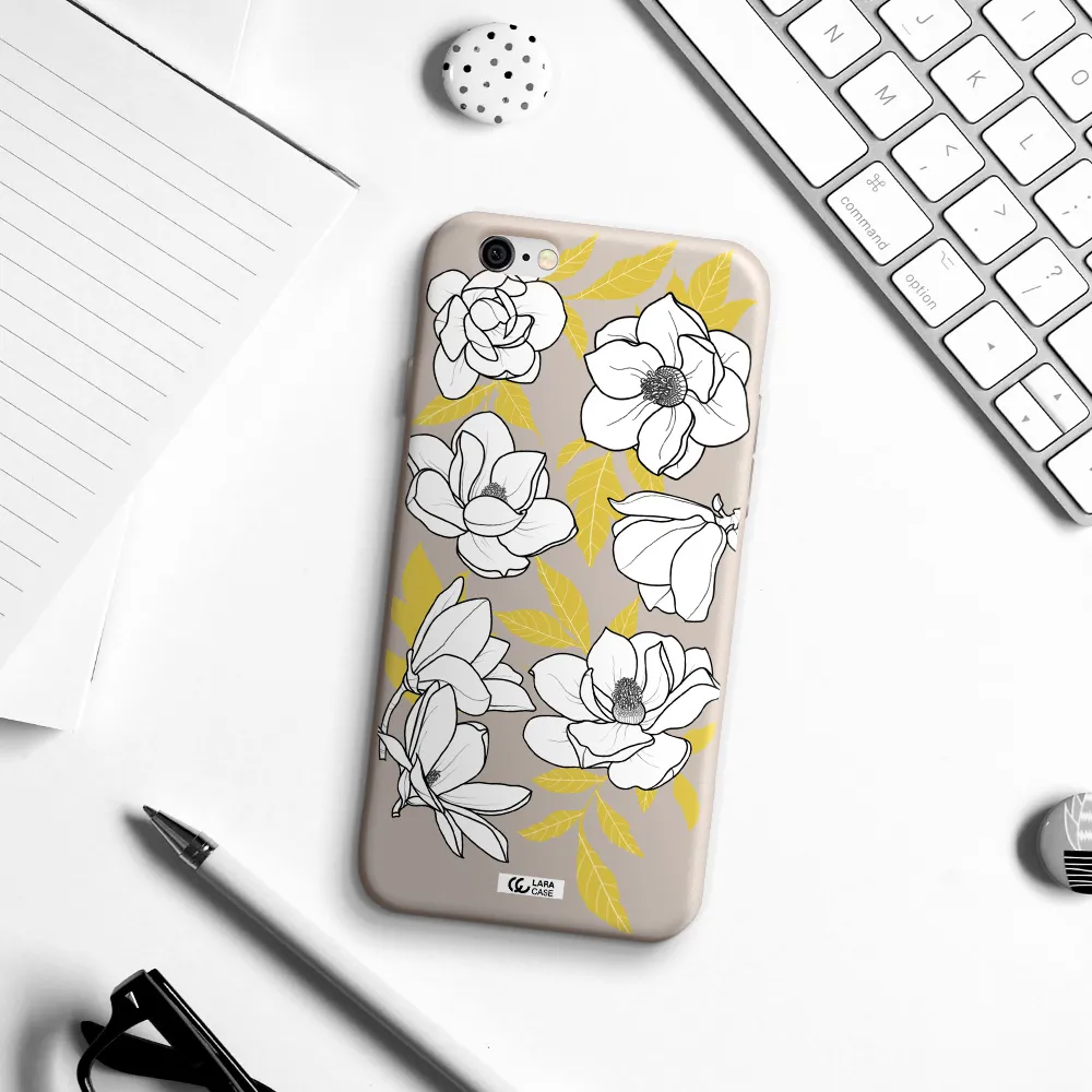 White Quince Flower Apple iPhone 6 Silicone Stone Case