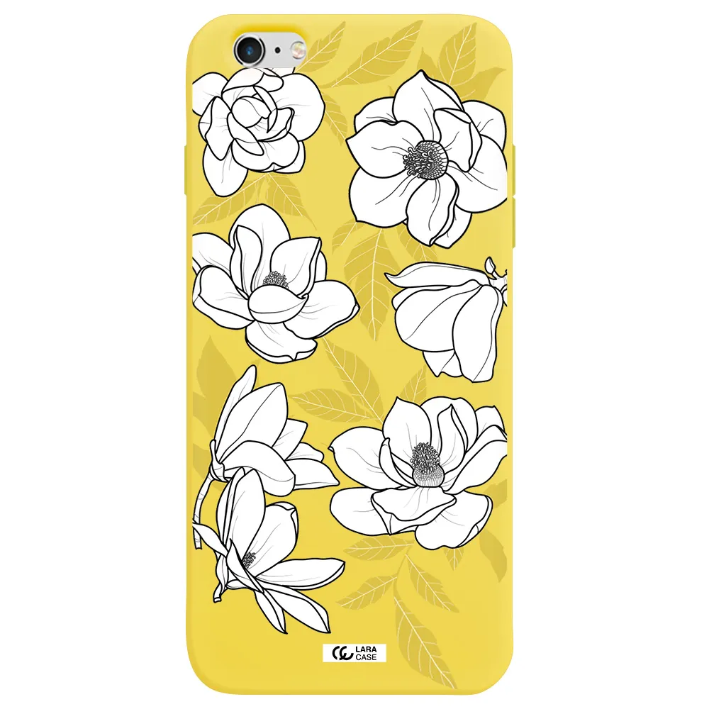 White Quince Flower Apple iPhone 6S Silicone canary yellow Case