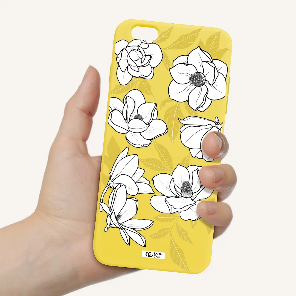 White Quince Flower Apple iPhone 6S Silicone canary yellow Case