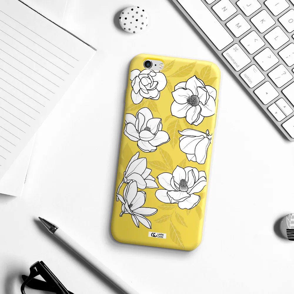 White Quince Flower Apple iPhone 6S Silicone canary yellow Case