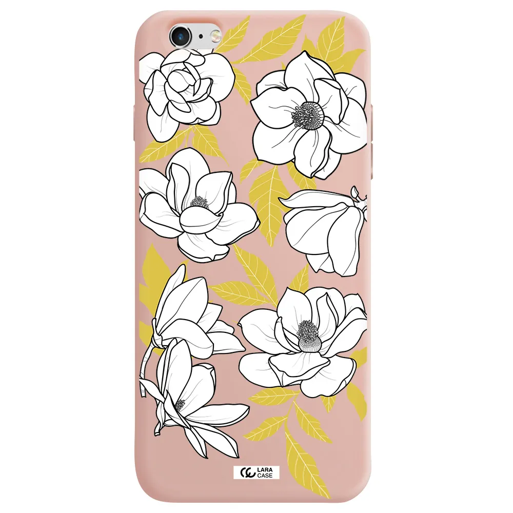 White Quince Flower Apple iPhone 6S Silicone pastel pink Case
