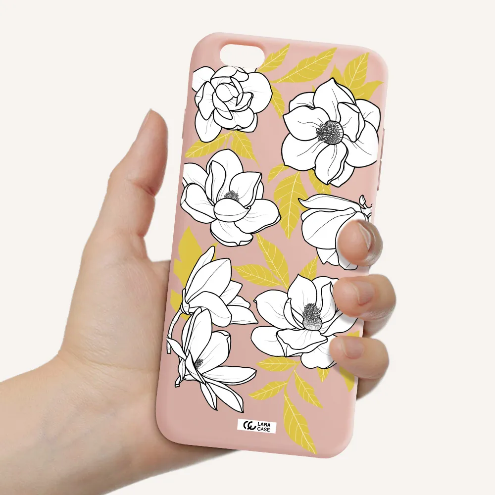 White Quince Flower Apple iPhone 6S Silicone pastel pink Case