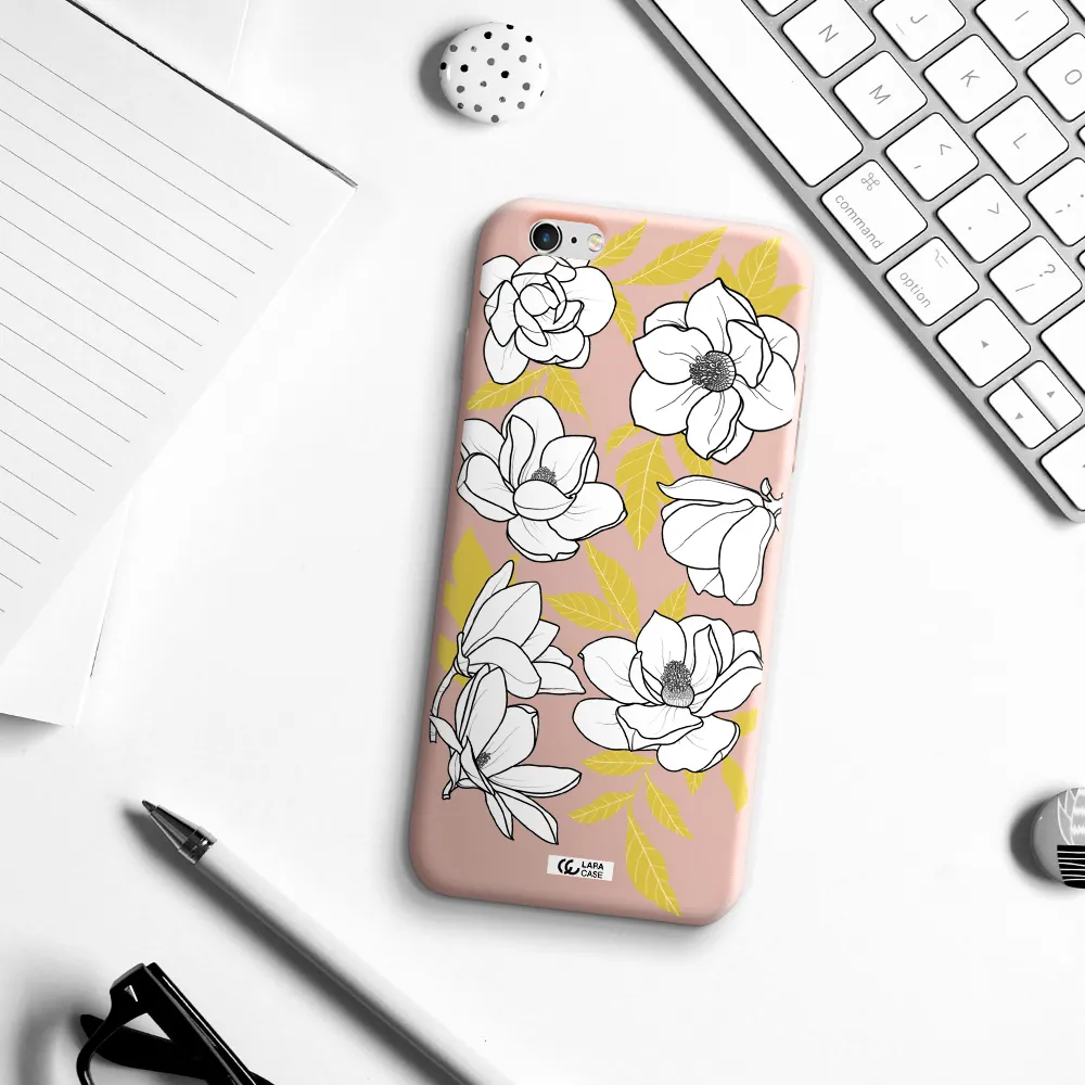 White Quince Flower Apple iPhone 6S Silicone pastel pink Case