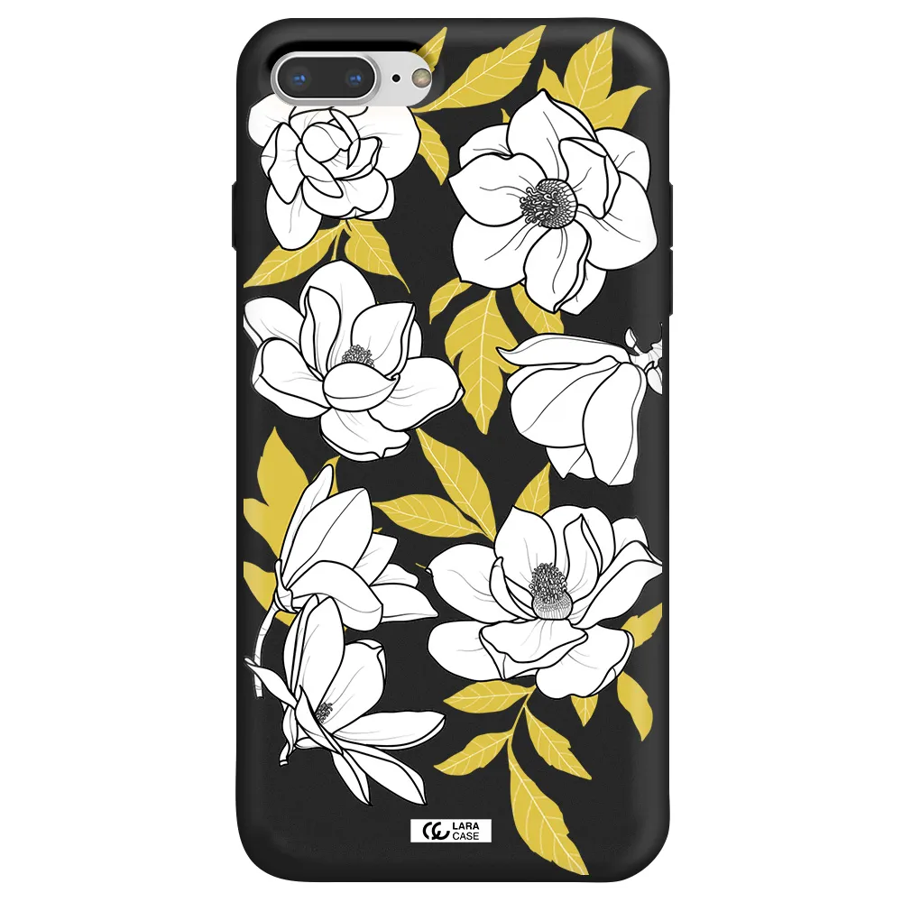 White Quince Flower Apple iPhone 7 plus Silicone black Case