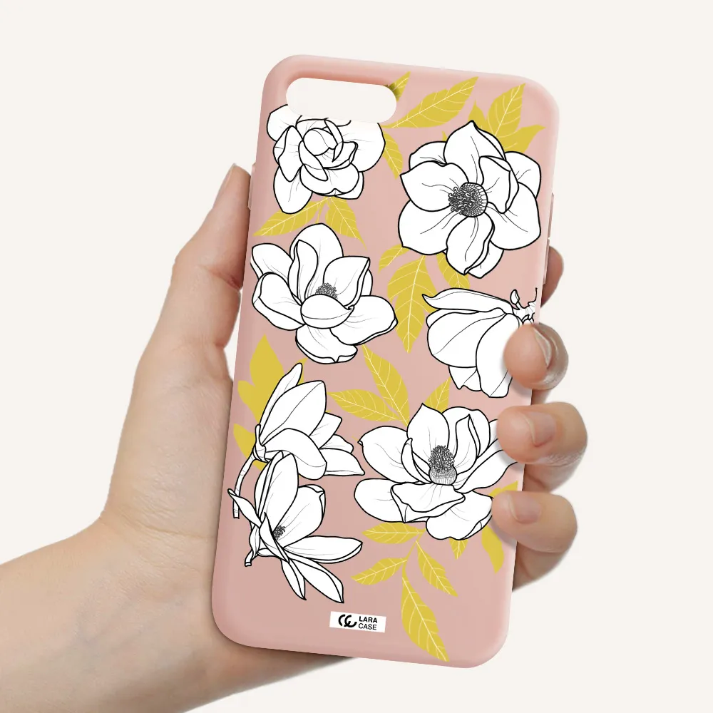 White Quince Flower Apple iPhone 7 plus Silicone pastel pink Case
