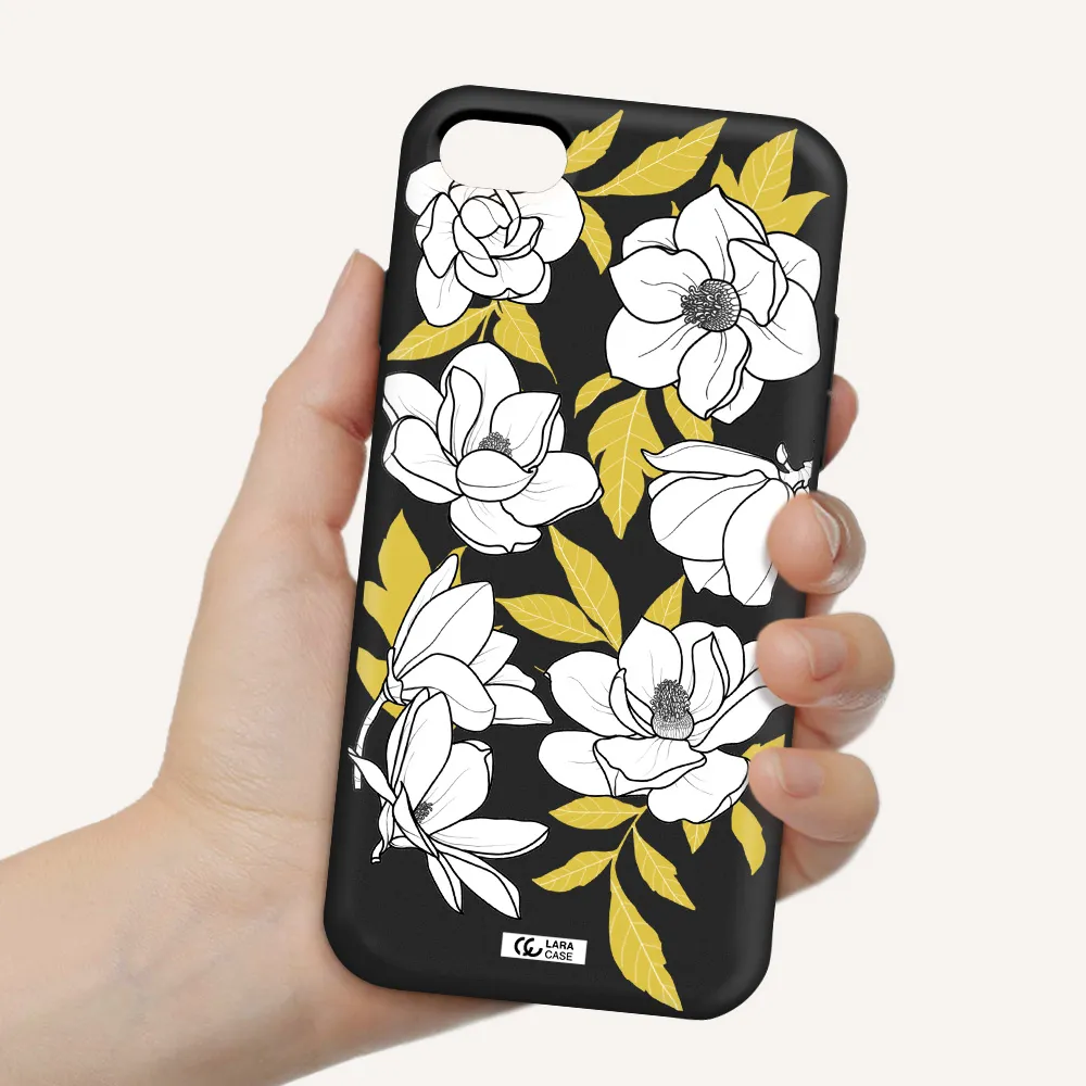 White Quince Flower Apple iPhone 7 Silicone black Case