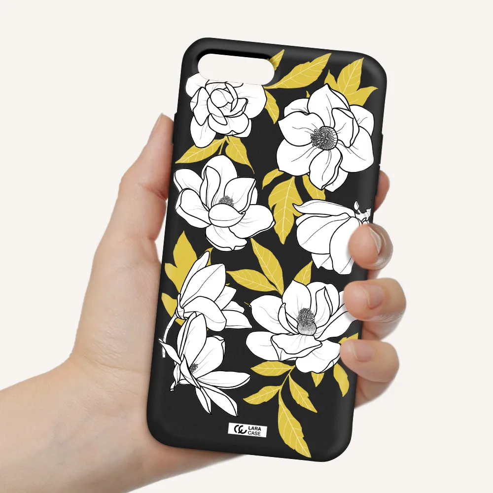 White Quince Flower Apple iPhone 8 plus Silicone black Case