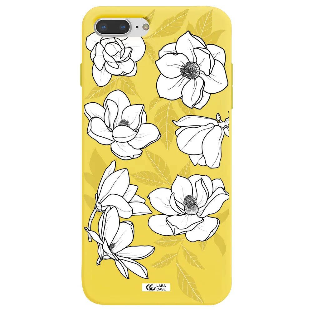 White Quince Flower Apple iPhone 8 plus Silicone canary yellow Case
