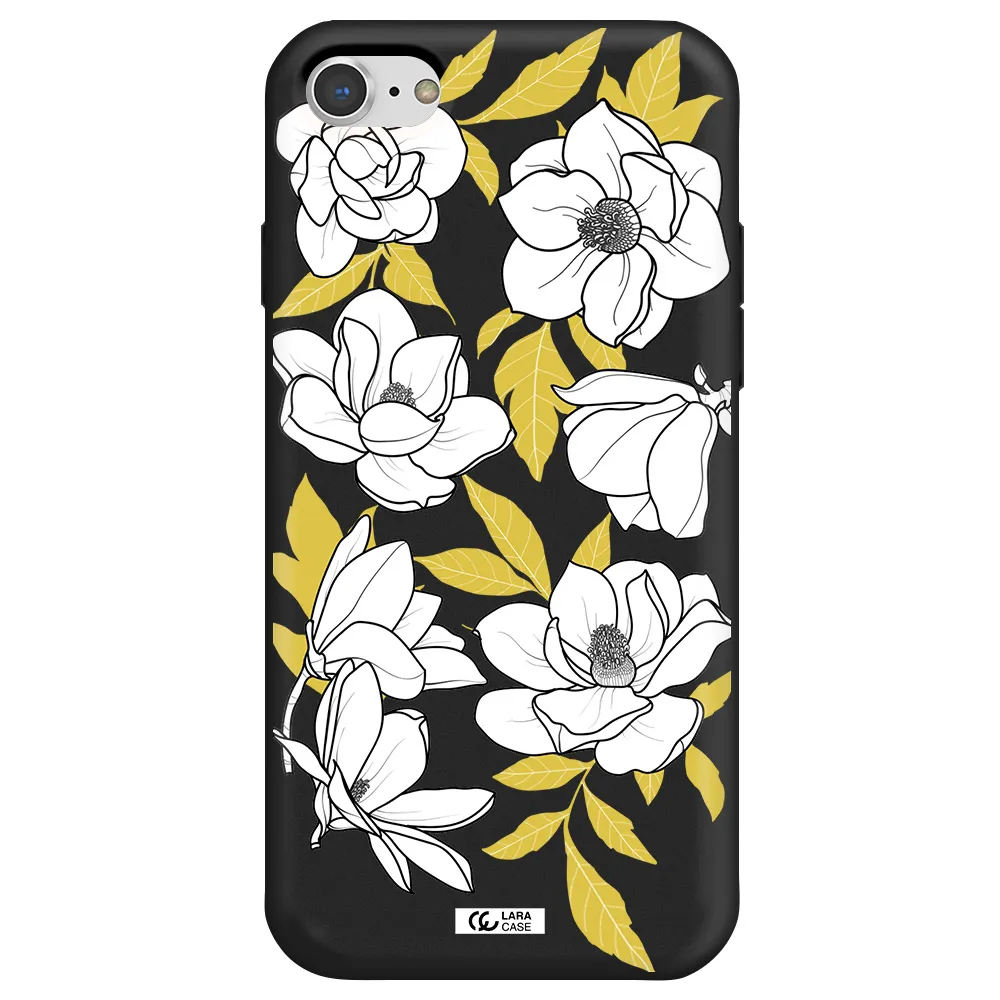 White Quince Flower Apple iPhone 8 Silicone black Case
