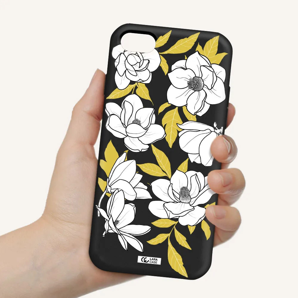 White Quince Flower Apple iPhone 8 Silicone black Case