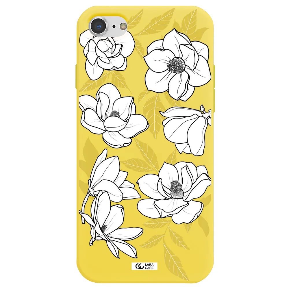White Quince Flower Apple iPhone 8 Silicone canary yellow Case