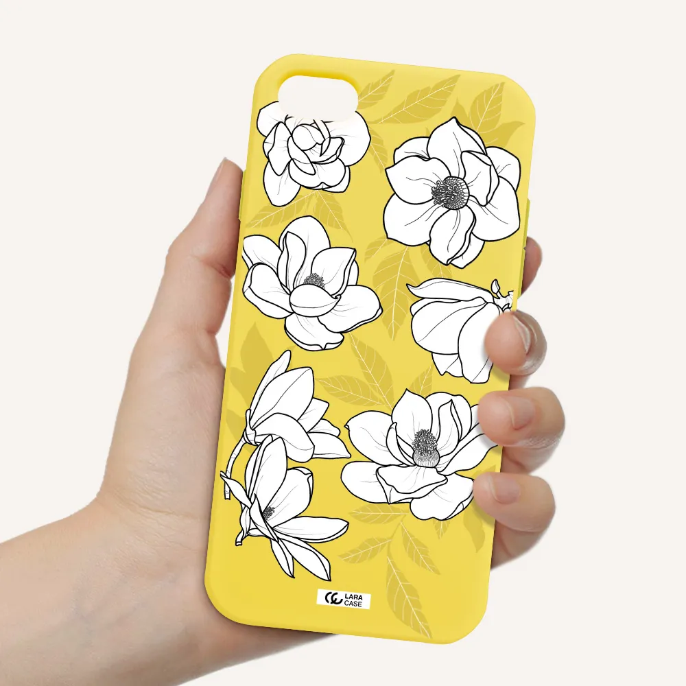 White Quince Flower Apple iPhone 8 Silicone canary yellow Case