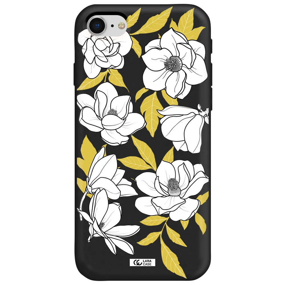 White Quince Flower Apple iPhone se 2020 Silicone black Case