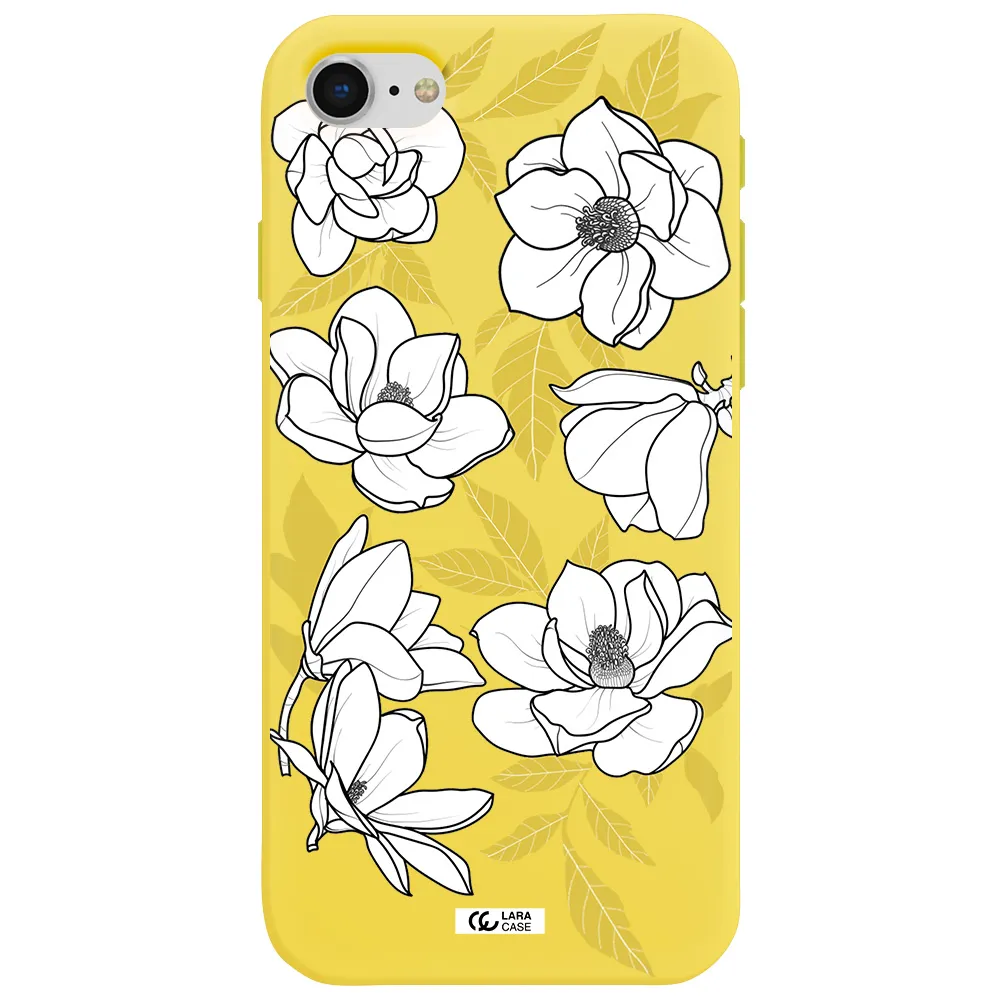 White Quince Flower Apple iPhone se 2020 Silicone canary yellow Case