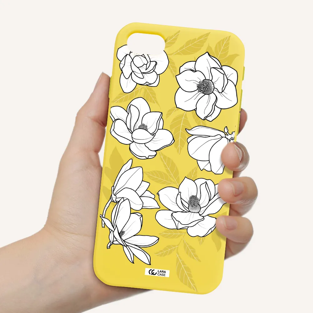 White Quince Flower Apple iPhone se 2020 Silicone canary yellow Case