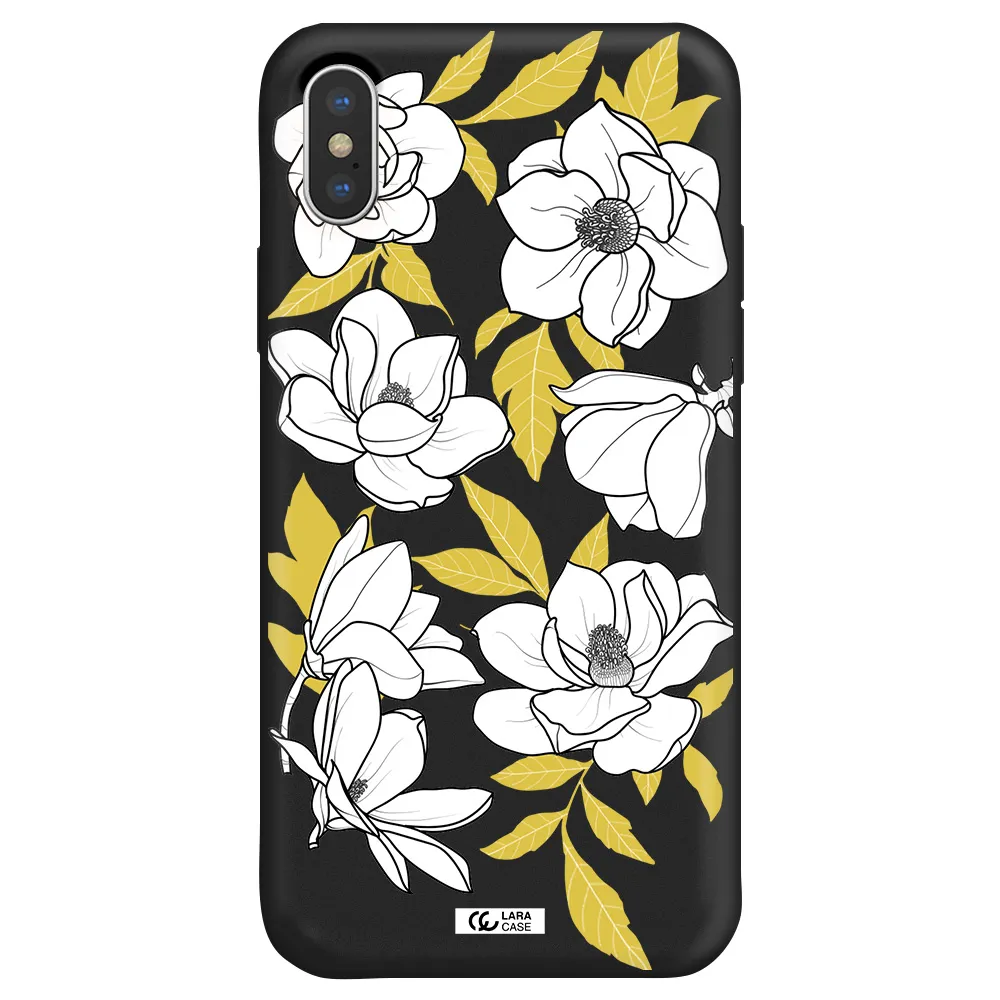 White Quince Flower Apple iPhone X Silicone black Case