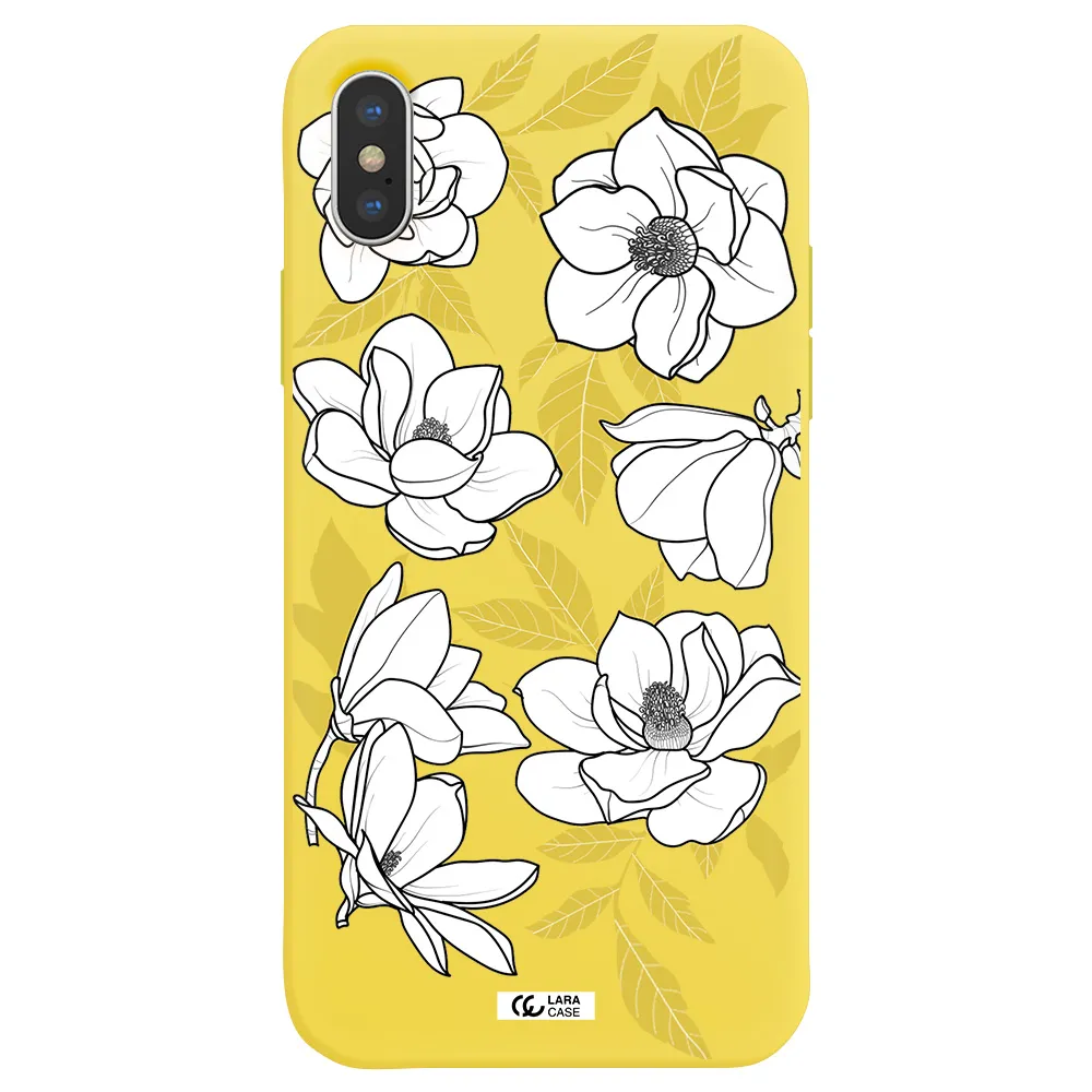 White Quince Flower Apple iPhone X Silicone canary yellow Case