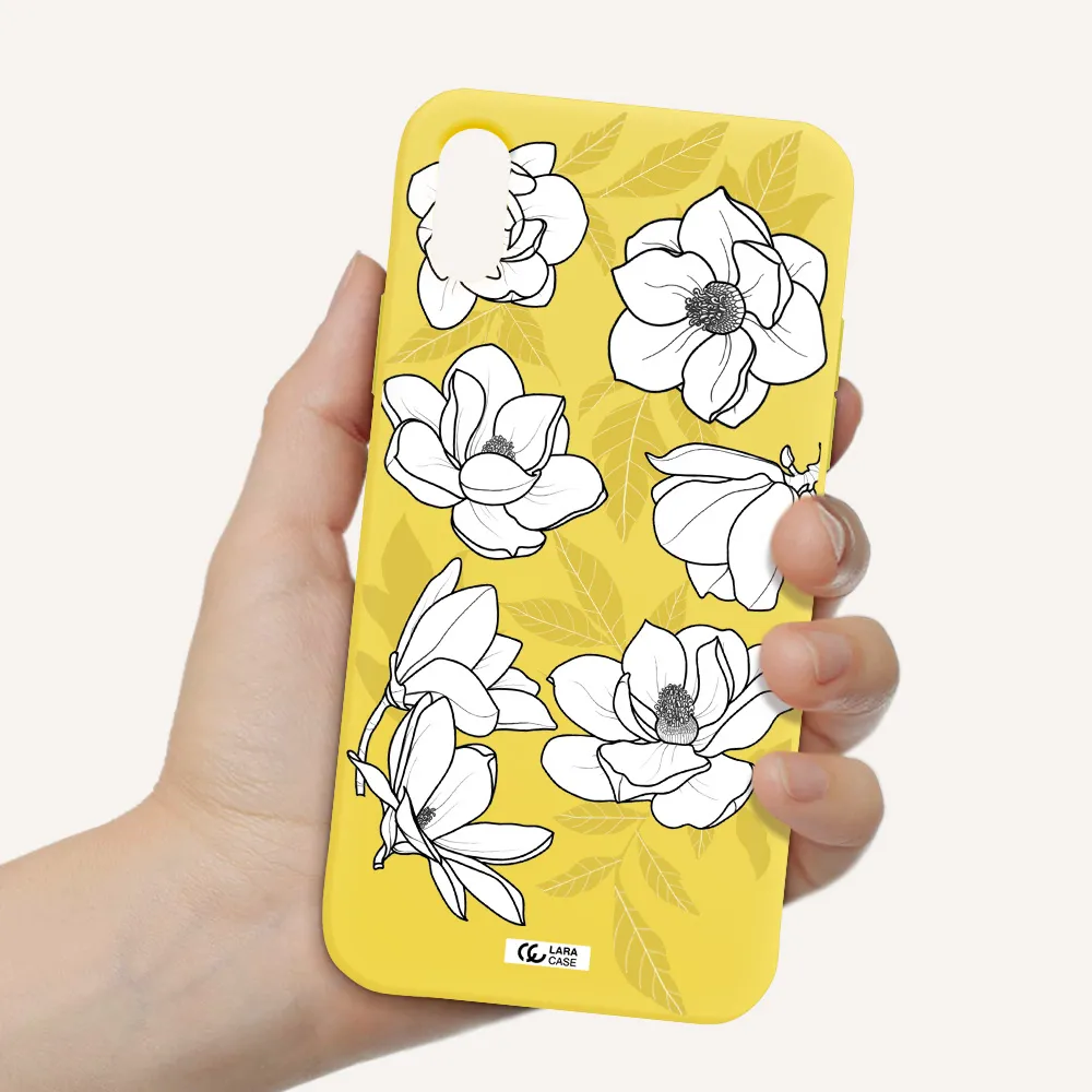 White Quince Flower Apple iPhone X Silicone canary yellow Case