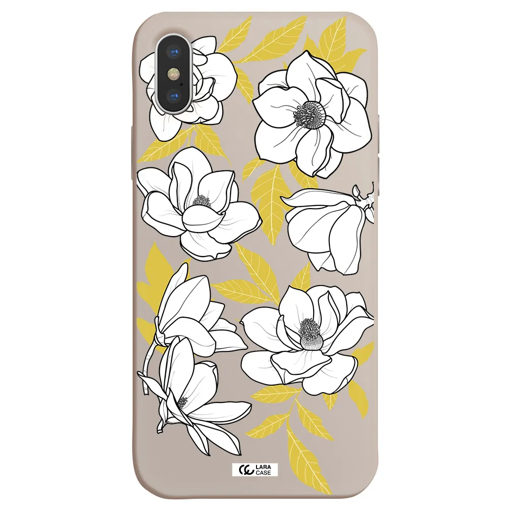 White Quince Flower Apple iPhone X Silicone Stone Case