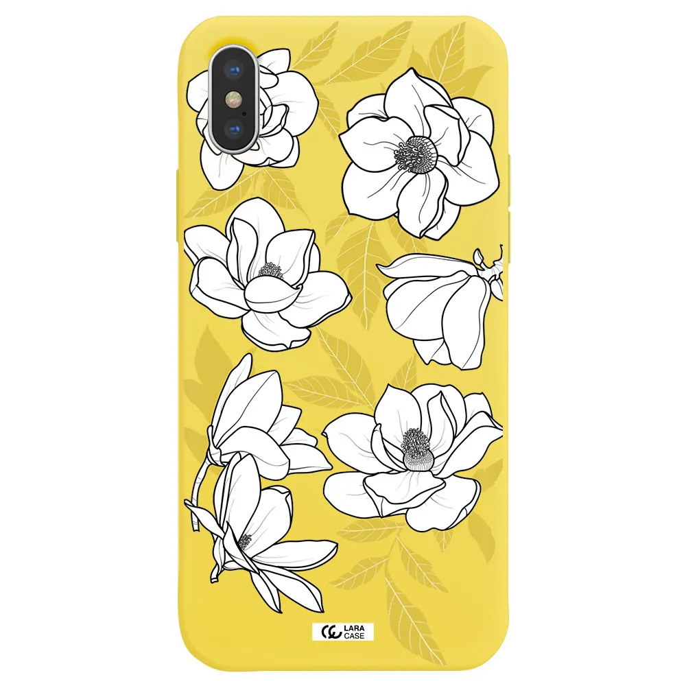White Quince Flower Apple iPhone XS Silicone canary yellow Case
